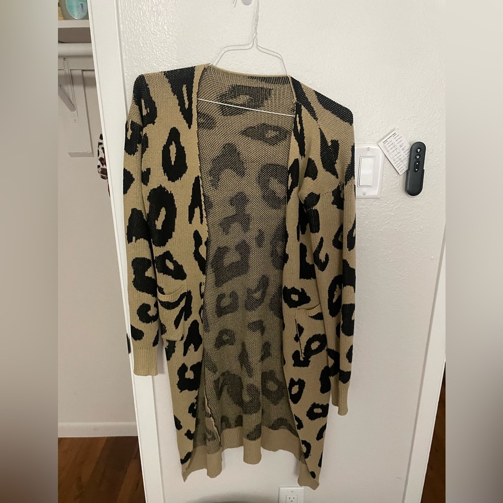 Brown leopard print cardigan